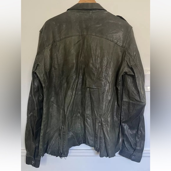 Tigha lambskin distressed green army top jacket - Picture 3 of 11